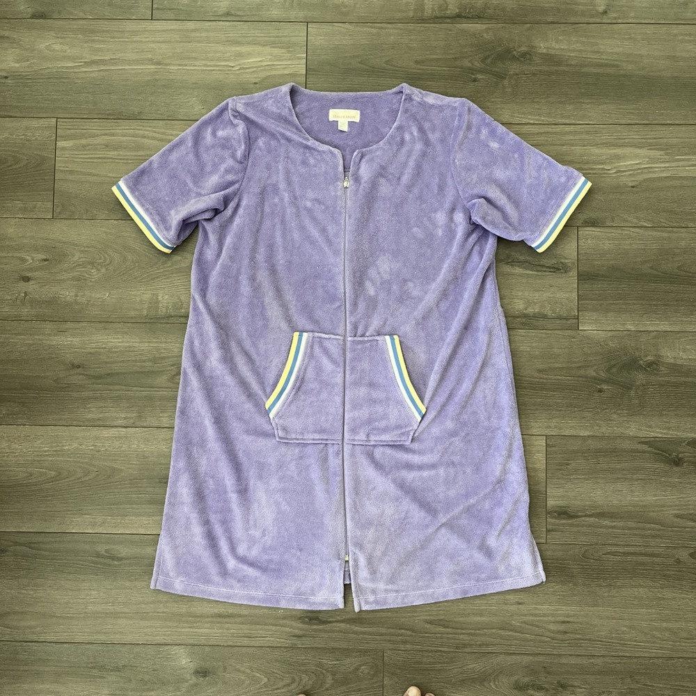Stan Herman Womens PL Front Zip Wearable Blanket Towel Plush Lavender Purple